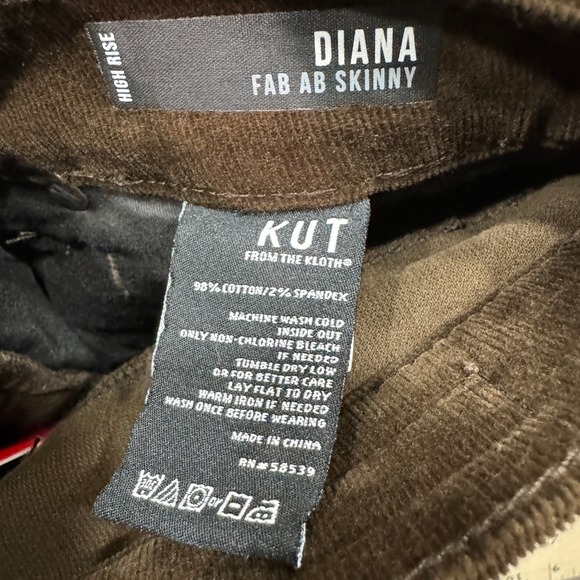 Kut from the Kloth Pants Womens 0 Brown Corduroy High Rise Diana Skinny Fab Ab - Picture 9 of 10